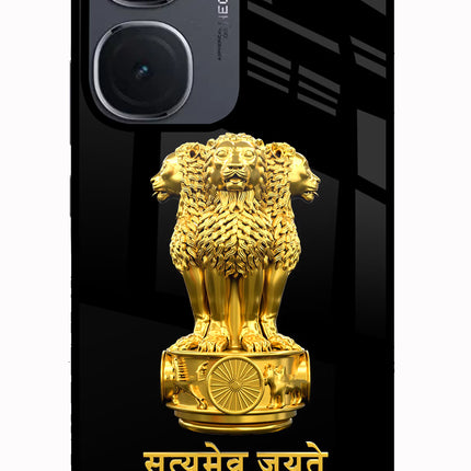 Satyamev Jayate Golden IQOO Neo9 Pro Glass Case Back Cover by Casekaro