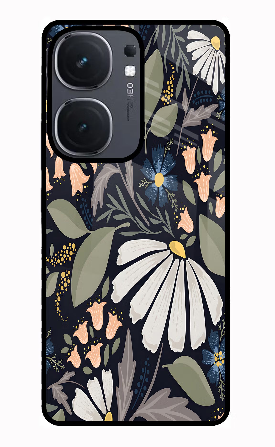 Flowers Art IQOO Neo9 Pro Glass Case Back Cover by Casekaro