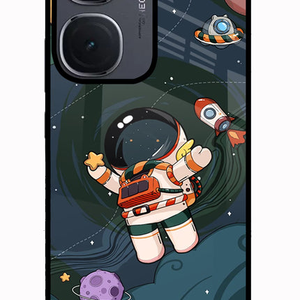 Cartoon Astronaut IQOO Neo9 Pro Glass Case Back Cover by Casekaro