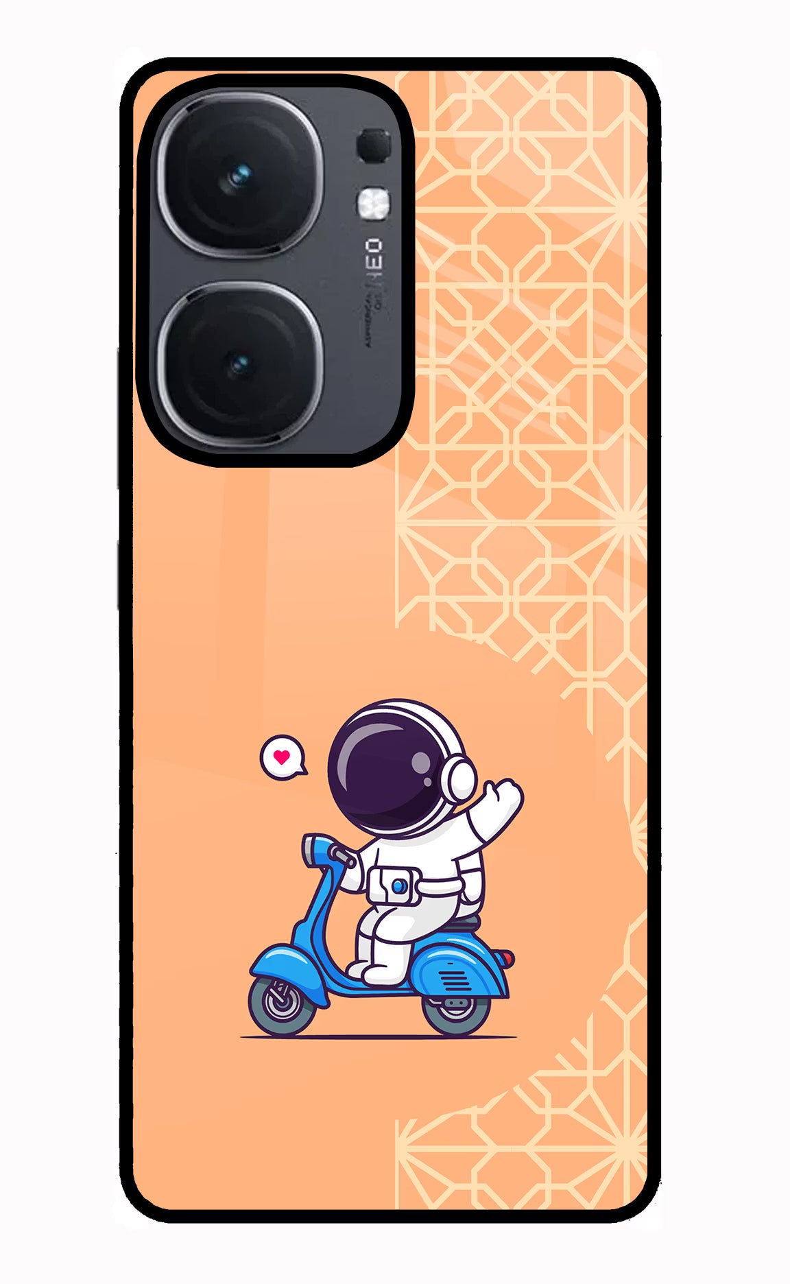 Cute Astronaut Riding IQOO Neo9 Pro Glass Case Back Cover by Casekaro