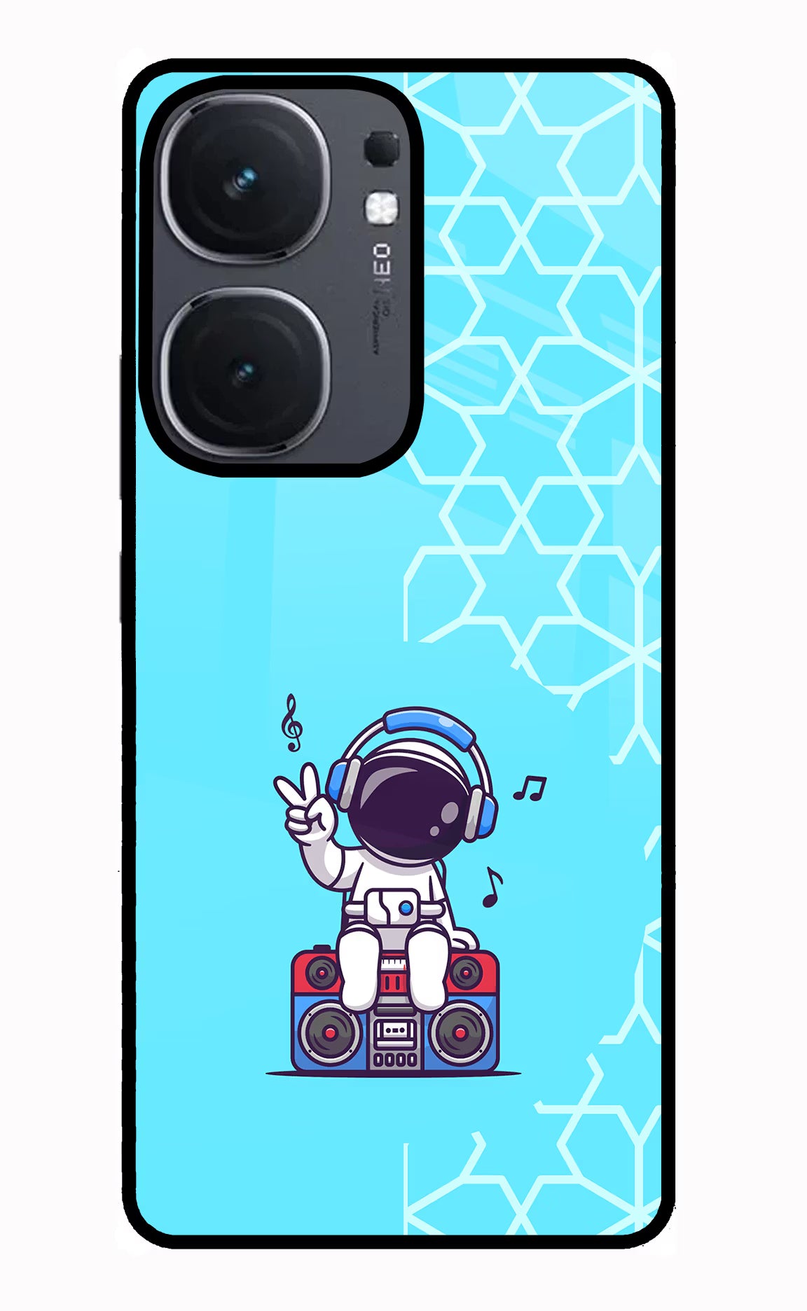 Cute Astronaut Chilling IQOO Neo9 Pro Glass Case Back Cover by Casekaro