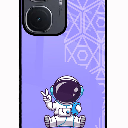 Cute Astronaut Chilling IQOO Neo9 Pro Glass Case Back Cover by Casekaro