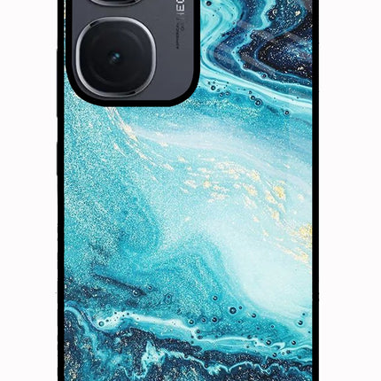 Blue Glitter Marble IQOO Neo9 Pro Glass Case