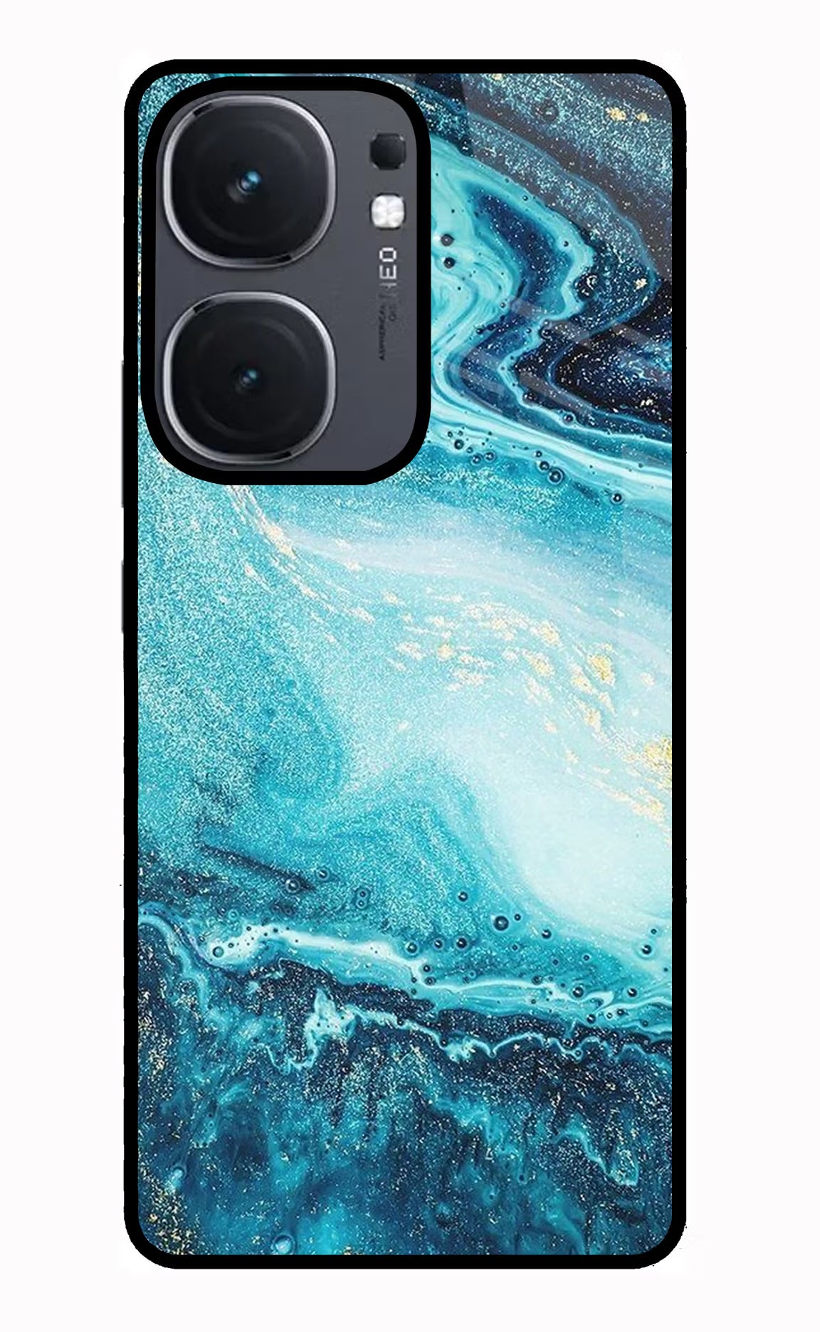 Blue Glitter Marble IQOO Neo9 Pro Glass Case