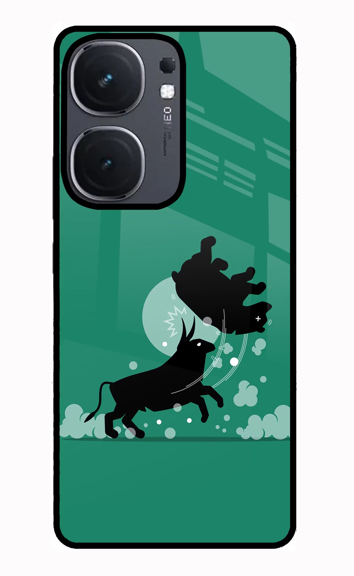 Bull Conqueror IQOO Neo9 Pro Glass Case Back Cover by Casekaro