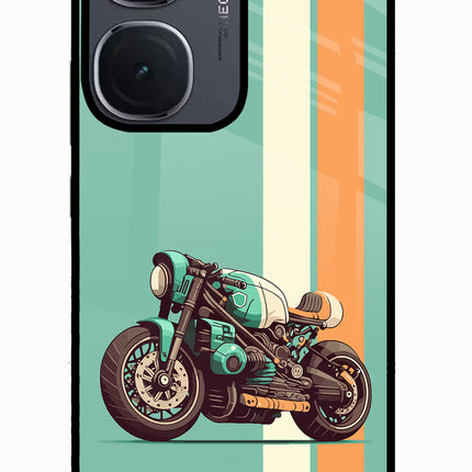 Striped Moto Drift IQOO Neo9 Pro Glass Case Back Cover by Casekaro