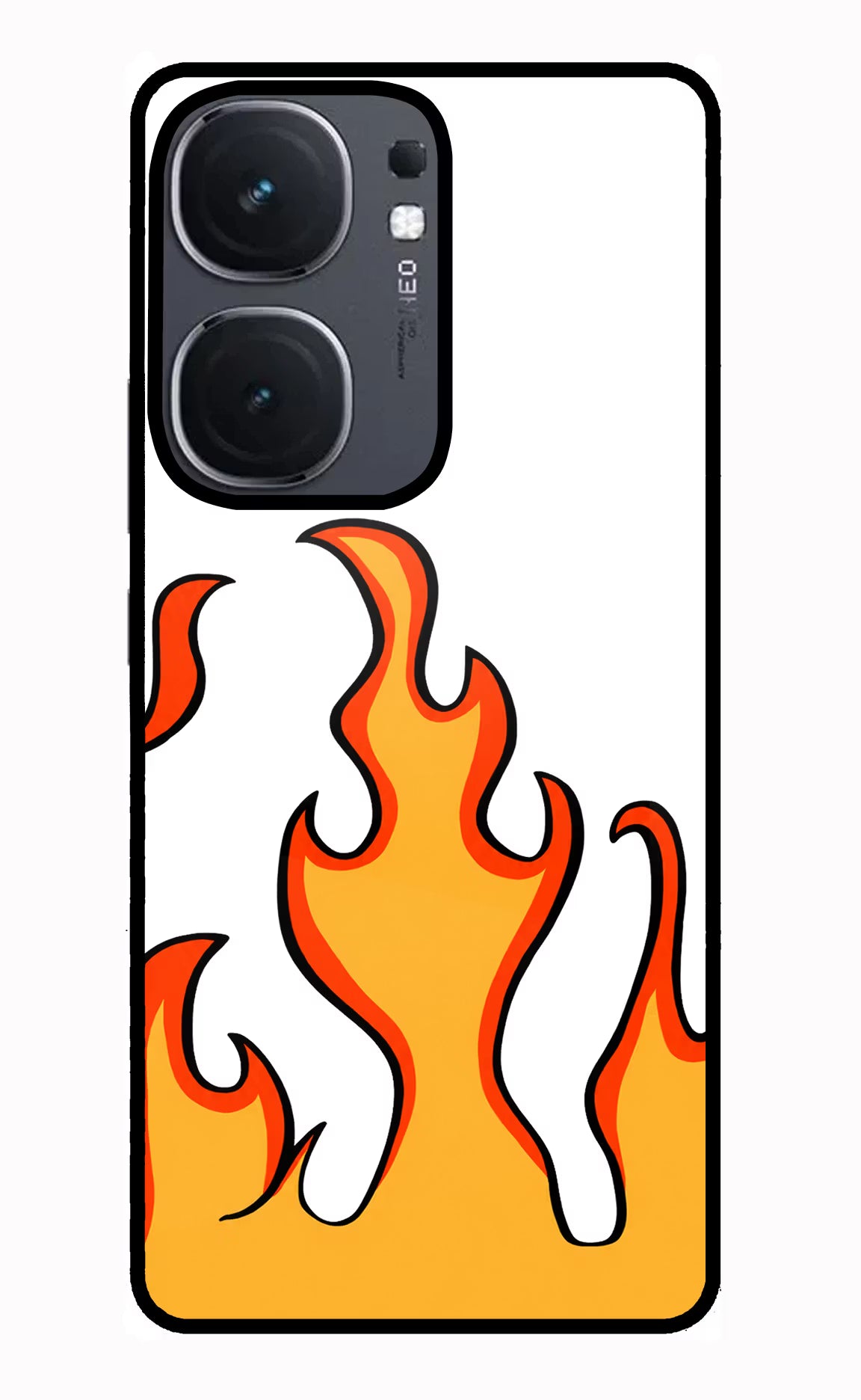 Fired Up – White IQOO Neo9 Pro Glass Case