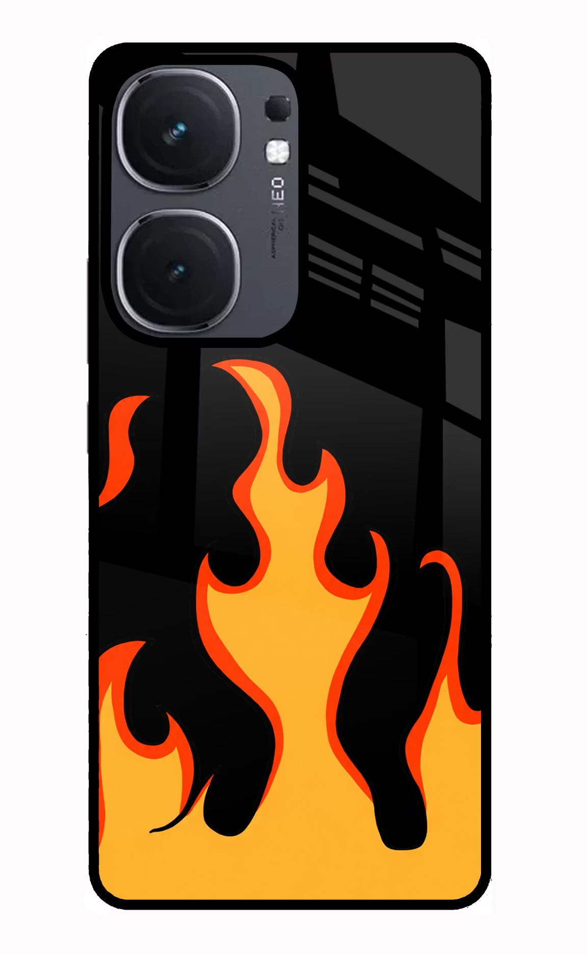 Fired Up – Black IQOO Neo9 Pro Glass Case Back Cover by Casekaro