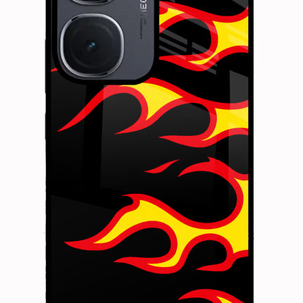 Side Sweep Flames IQOO Neo9 Pro Glass Case Back Cover by Casekaro