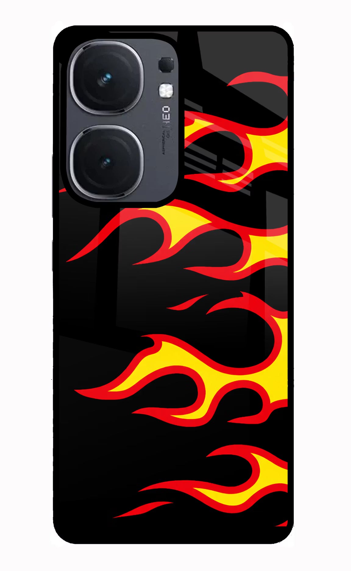 Side Sweep Flames IQOO Neo9 Pro Glass Case Back Cover by Casekaro