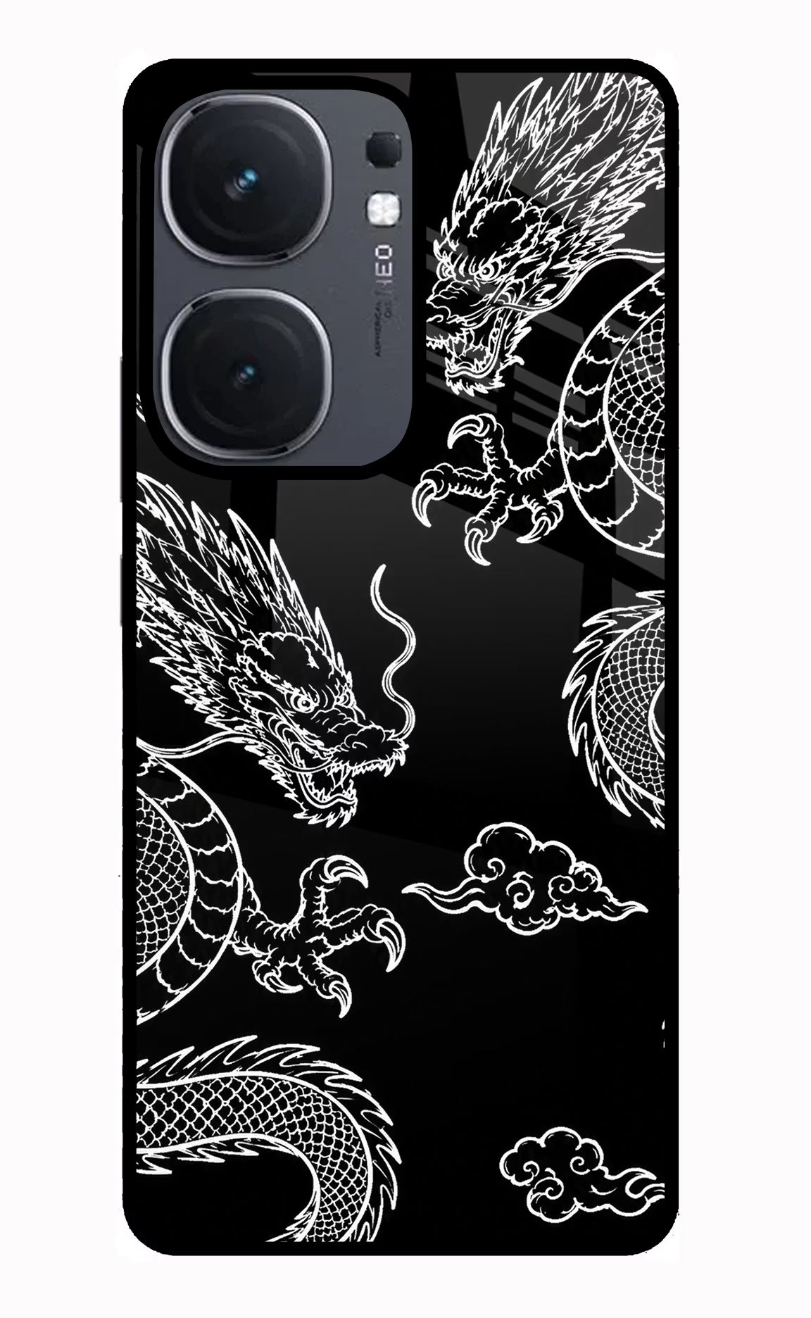 Twin Dragons IQOO Neo9 Pro Glass Case Back Cover by Casekaro