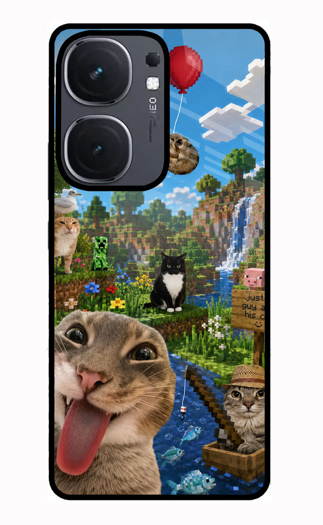 Minecraft Cat Chaos IQOO Neo9 Pro Glass Case
