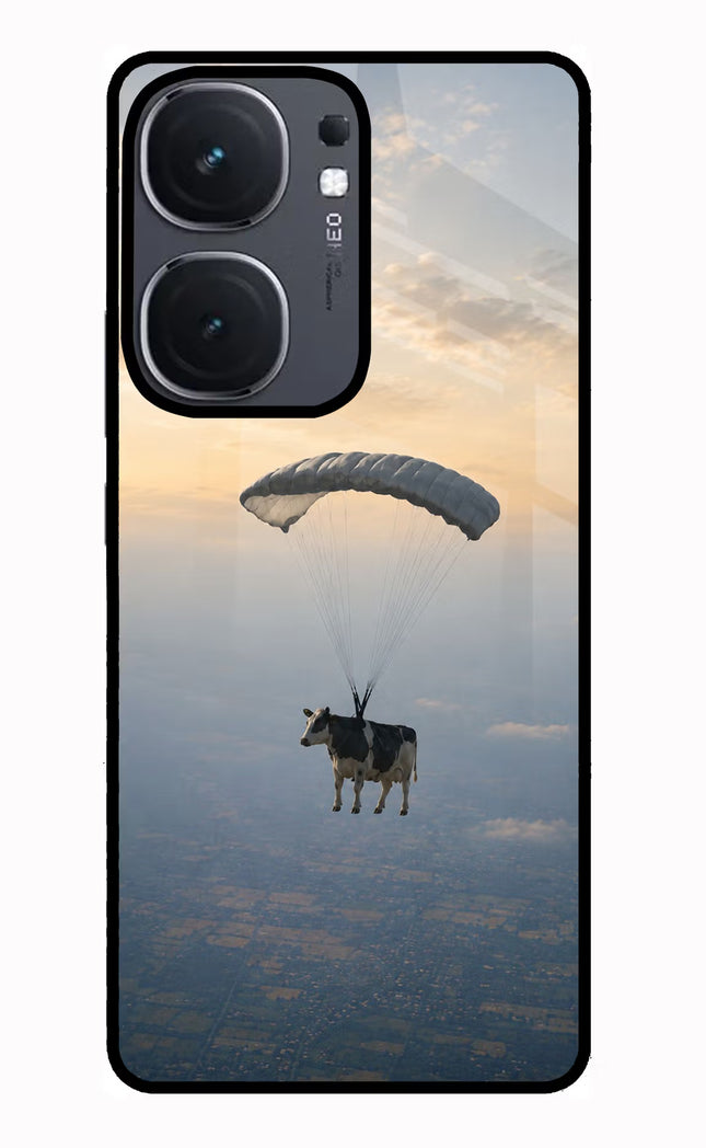 Skydiving Cow IQOO Neo9 Pro Glass Case