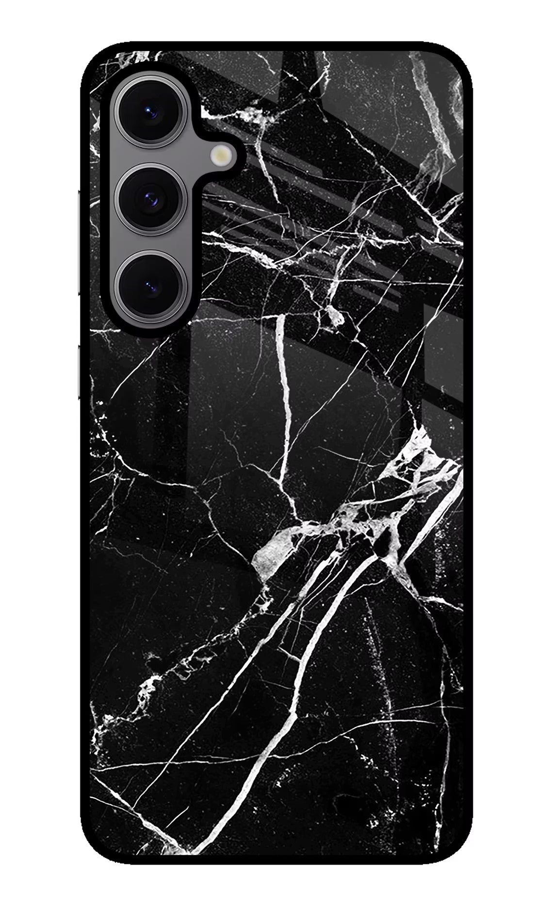 Black Marble Pattern Samsung S24 FE 5G Glass Case