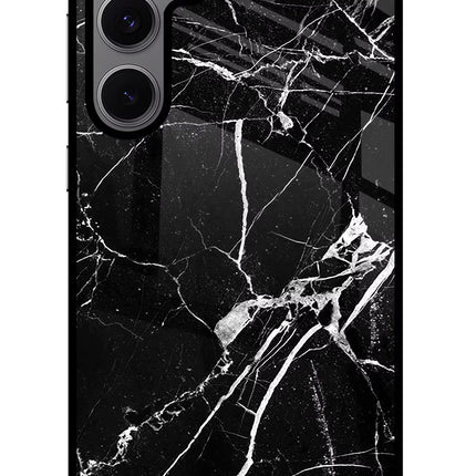 Black Marble Pattern Samsung S24 FE 5G Glass Case Back Cover by Casekaro