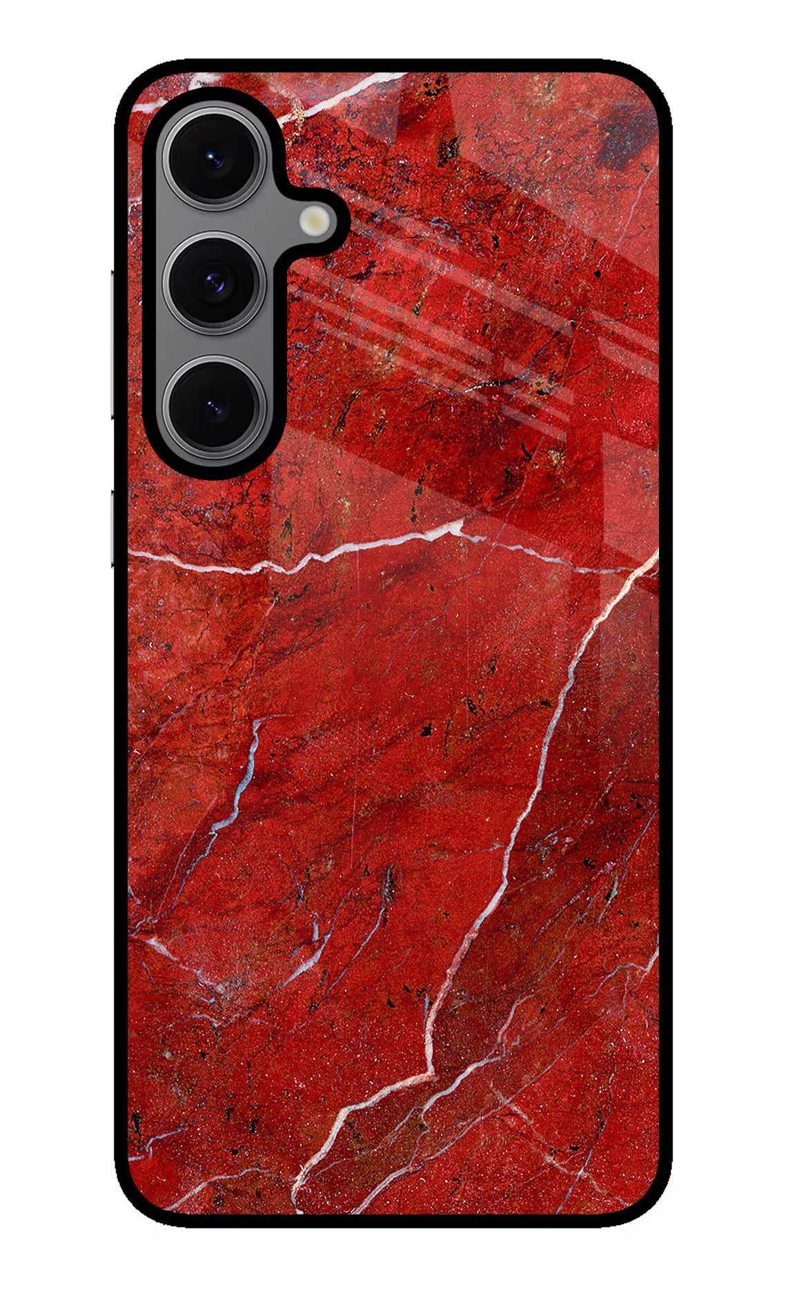 Red Marble Design Samsung S24 FE 5G Glass Case Back Cover by Casekaro