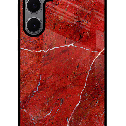 Red Marble Design Samsung S24 FE 5G Glass Case Back Cover by Casekaro