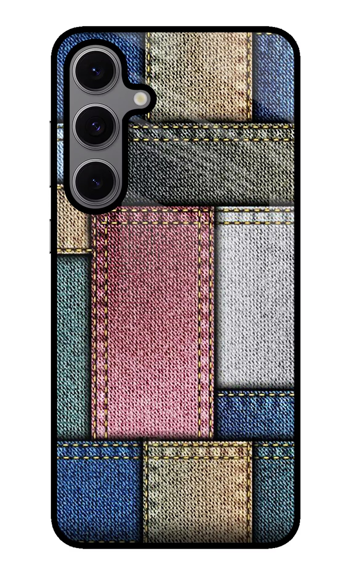 Multicolor Jeans Samsung S24 FE 5G Glass Case Back Cover by Casekaro