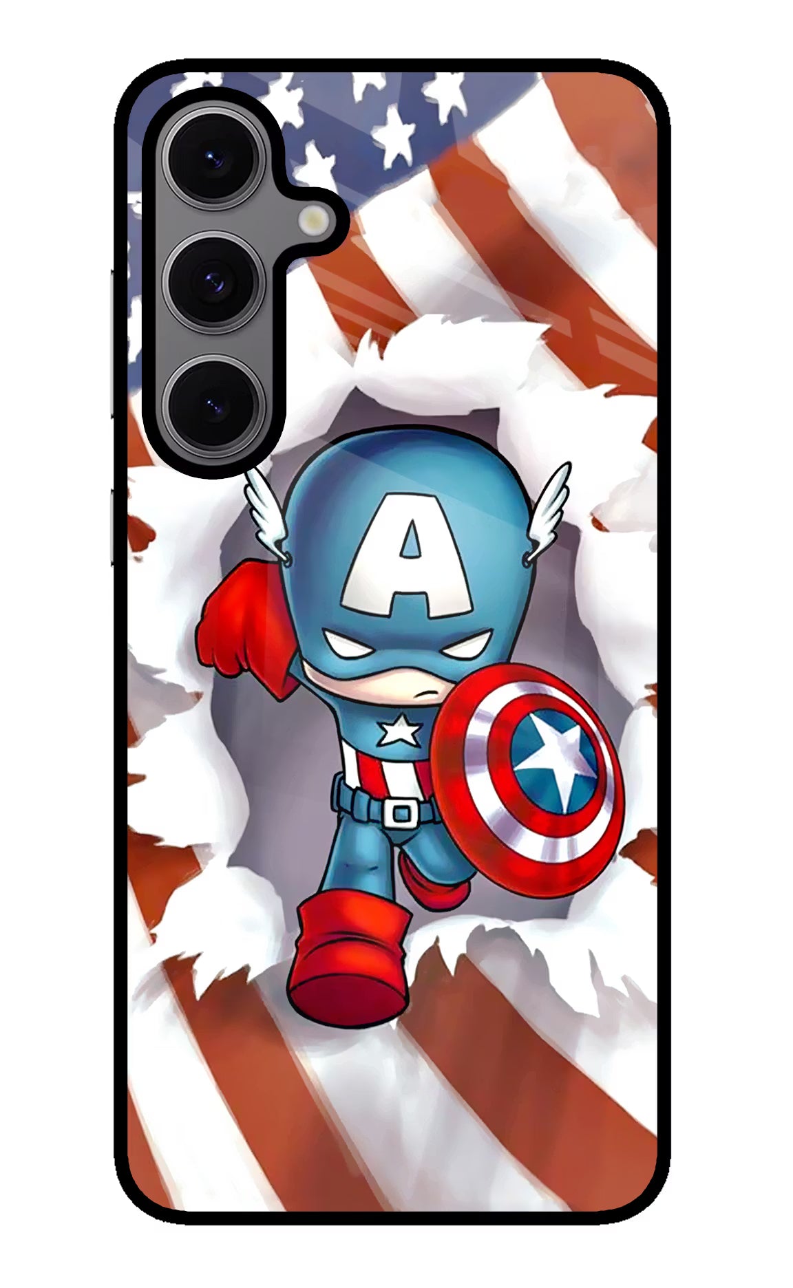 Captain America Samsung S24 FE 5G Glass Case Back Cover by Casekaro