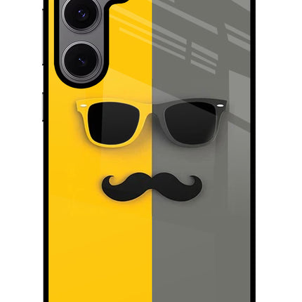 Sunglasses with Mustache Samsung S24 FE 5G Glass Case Back Cover by Casekaro