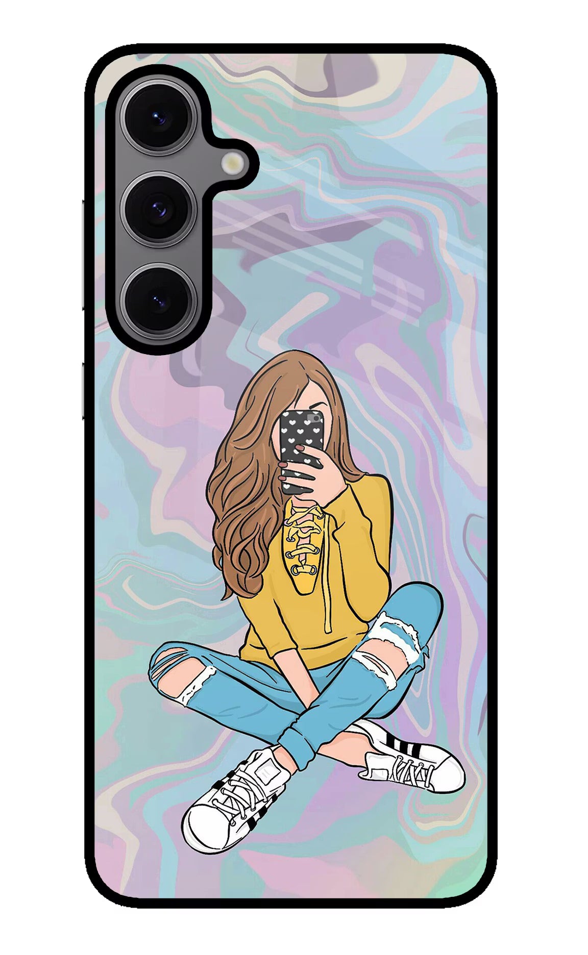 Selfie Girl Samsung S24 FE 5G Glass Case Back Cover by Casekaro