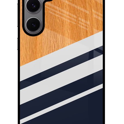 Blue and white wooden Samsung S24 FE 5G Glass Case
