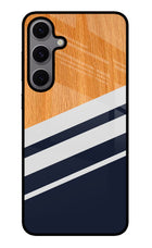 Blue and white wooden Samsung S24 FE 5G Glass Case