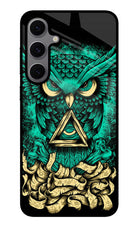 Green Owl Samsung S24 FE 5G Glass Case