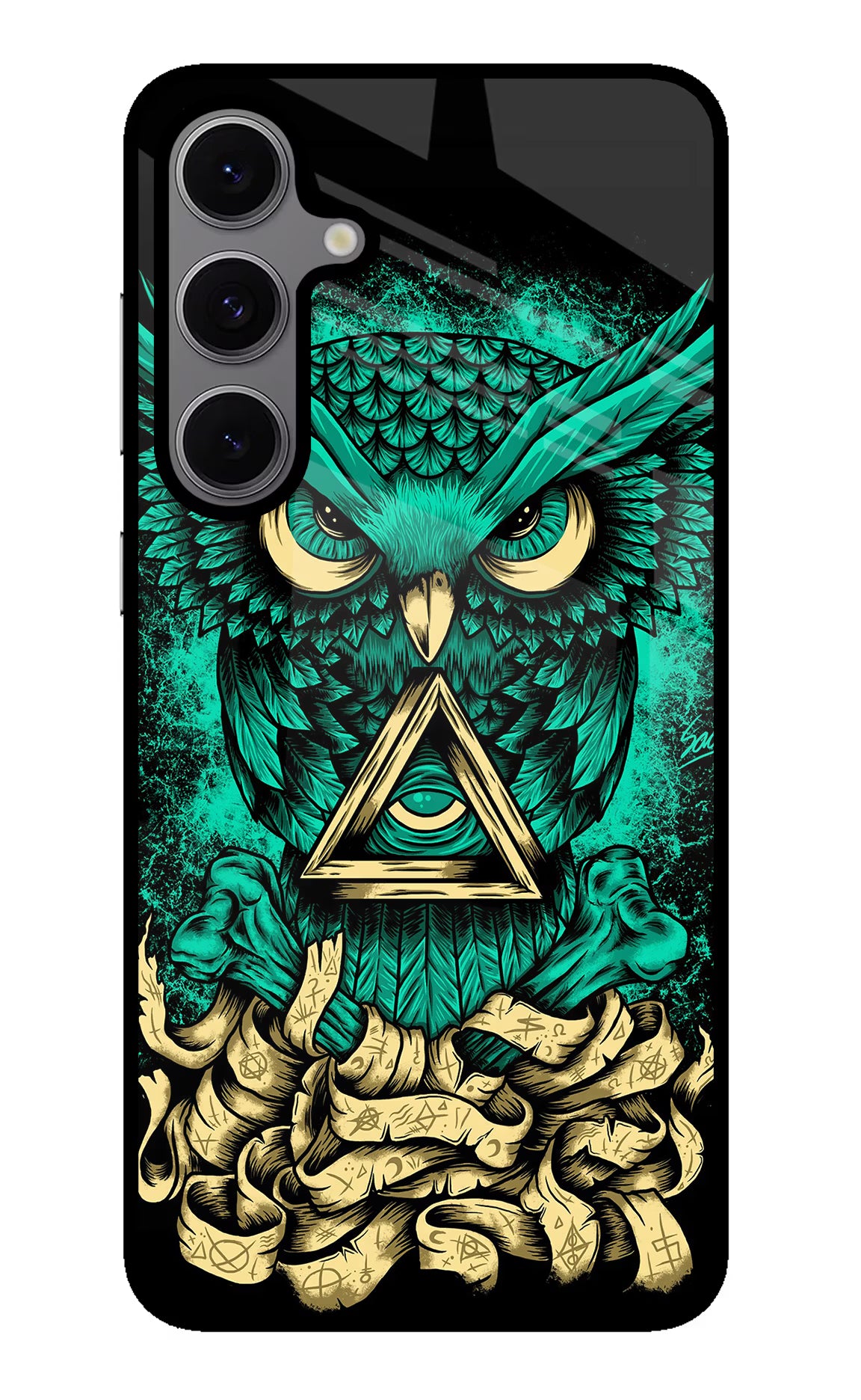 Green Owl Samsung S24 FE 5G Glass Case Back Cover by Casekaro