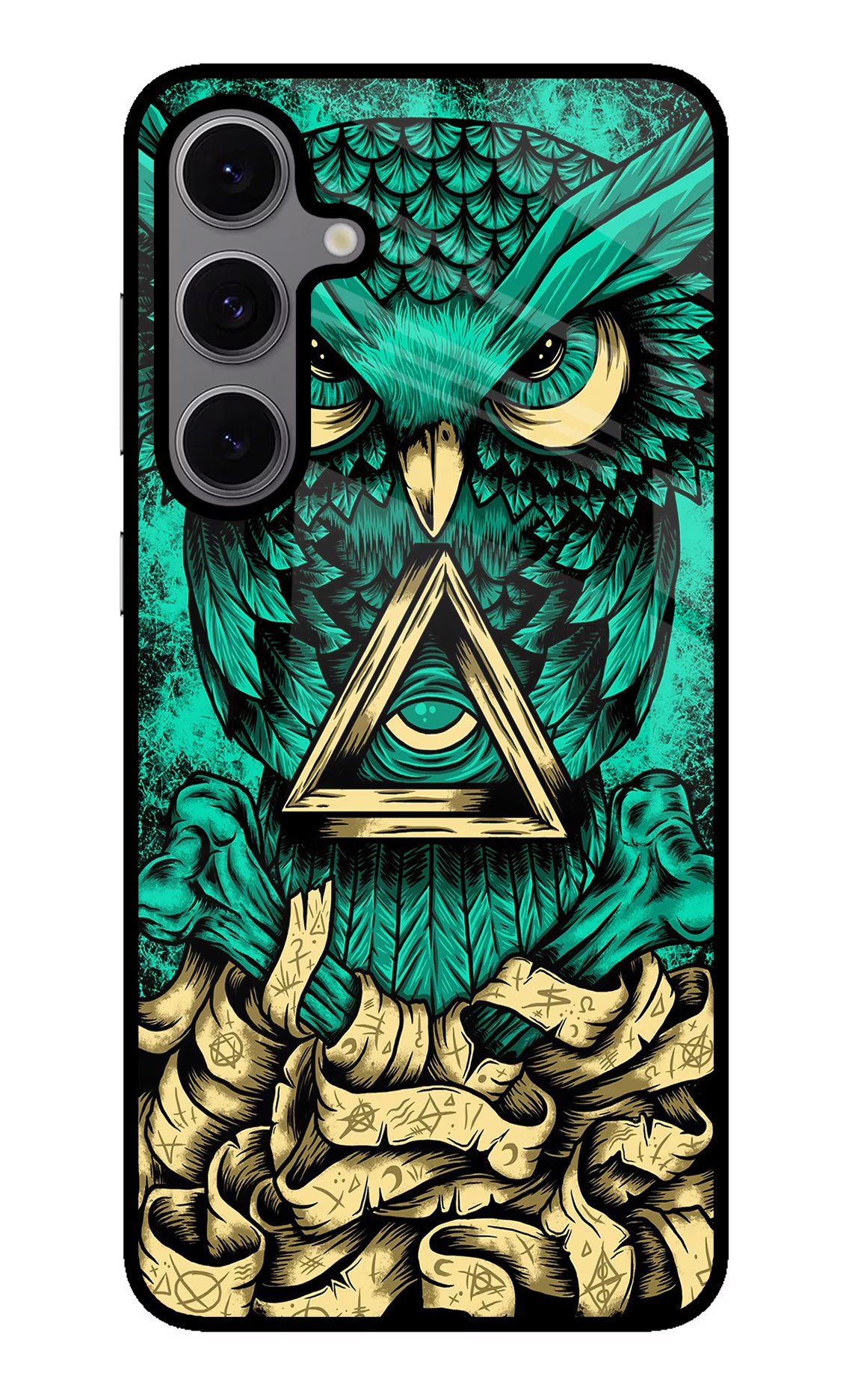 Green Owl Samsung S24 FE 5G Glass Case Back Cover by Casekaro