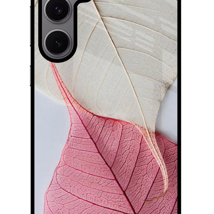 White Pink Leaf Samsung S24 FE 5G Glass Case