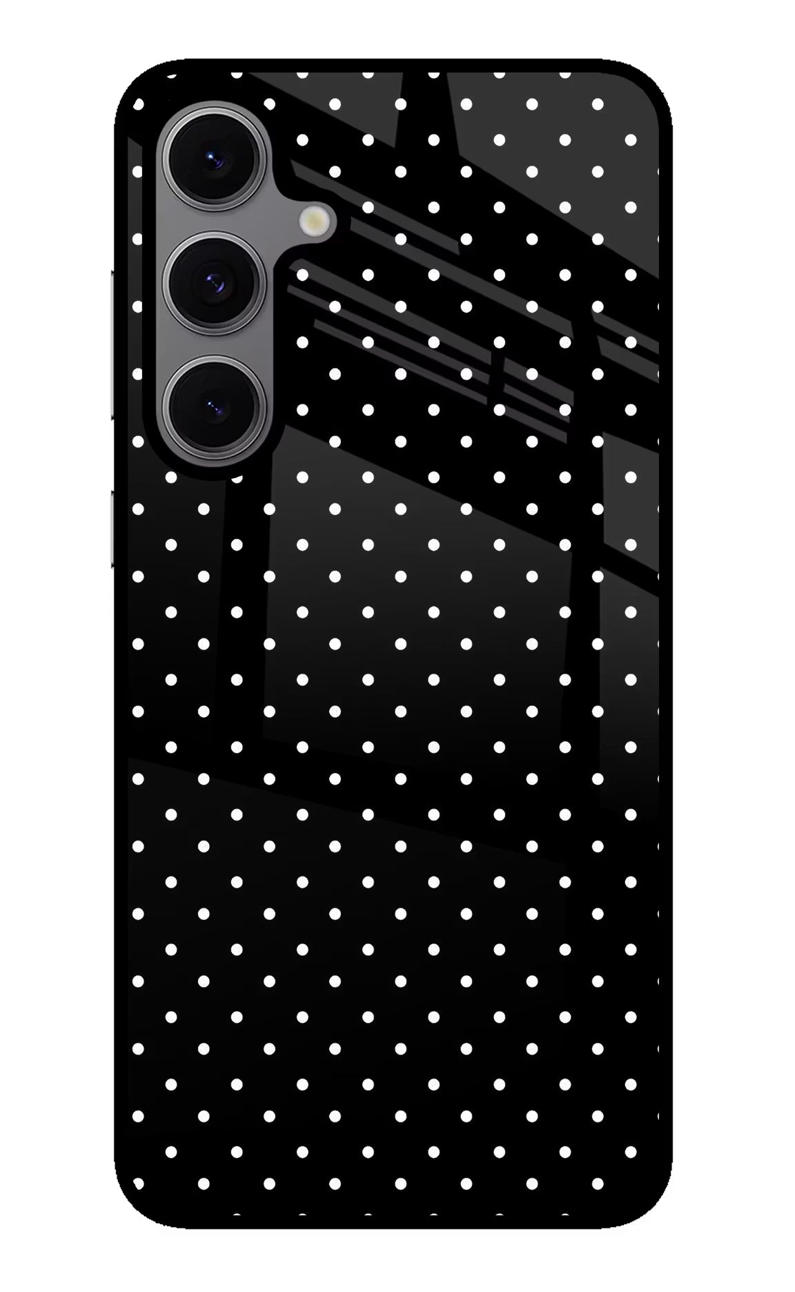 White Dots Samsung S24 FE 5G Glass Case Back Cover by Casekaro