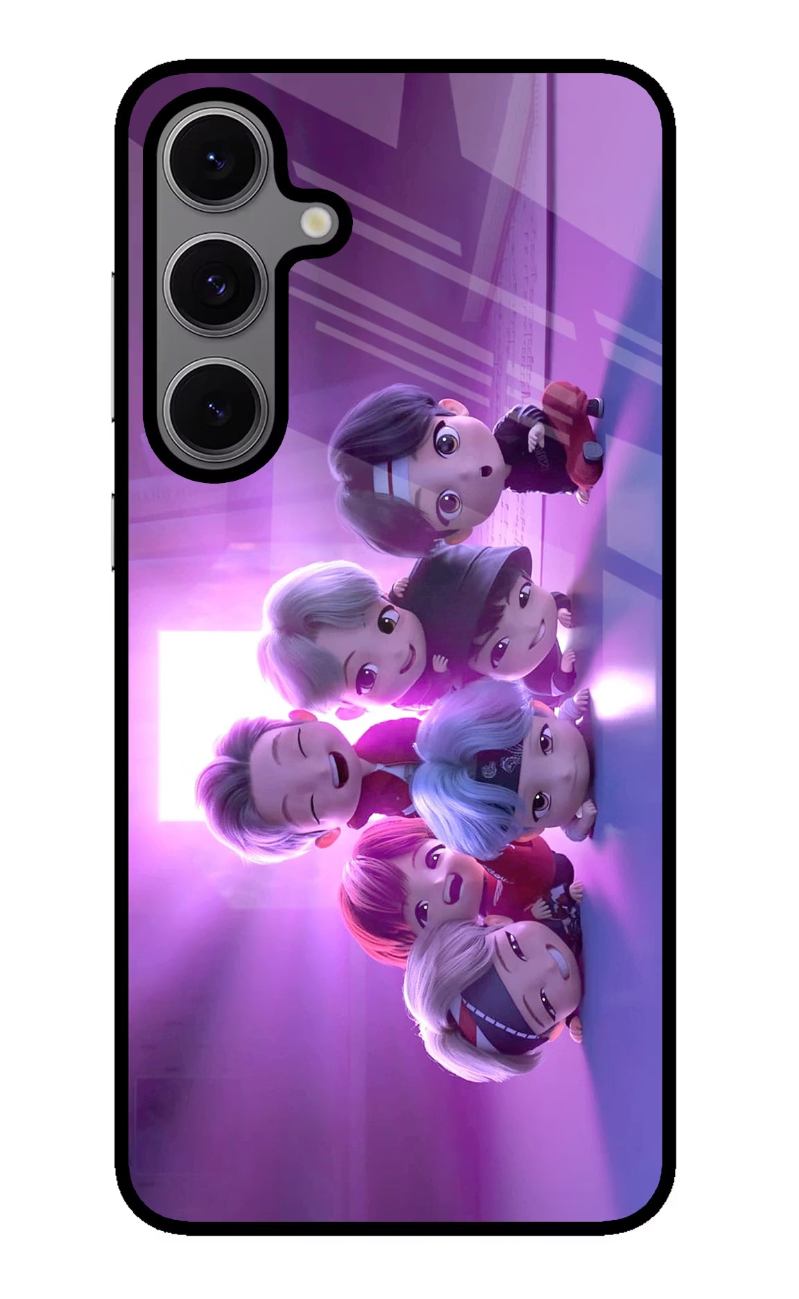 BTS Chibi Samsung S24 FE 5G Glass Case Back Cover by Casekaro