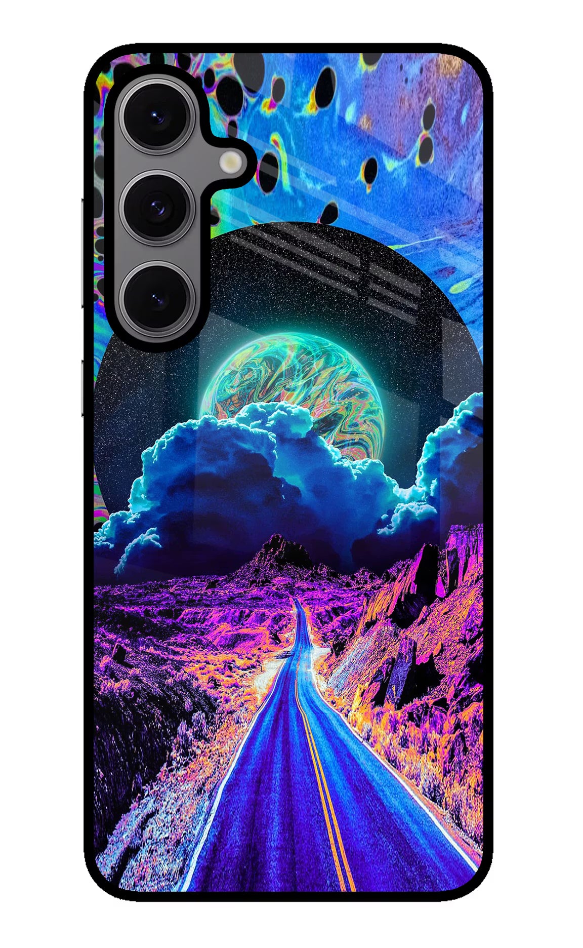 Psychedelic Painting Samsung S24 FE 5G Glass Case Back Cover by Casekaro