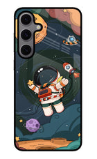 Cartoon Astronaut Samsung S24 FE 5G Glass Case