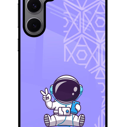 Cute Astronaut Chilling Samsung S24 FE 5G Glass Case