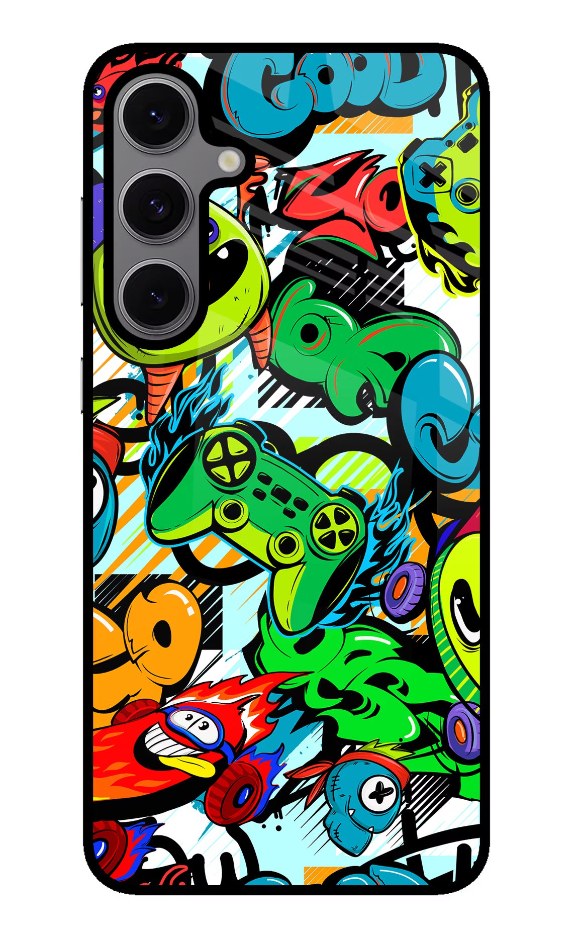 Game Doodle Samsung S24 FE 5G Glass Case Back Cover by Casekaro