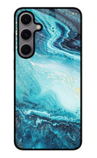 Blue Glitter Marble Samsung S24 FE 5G Glass Case