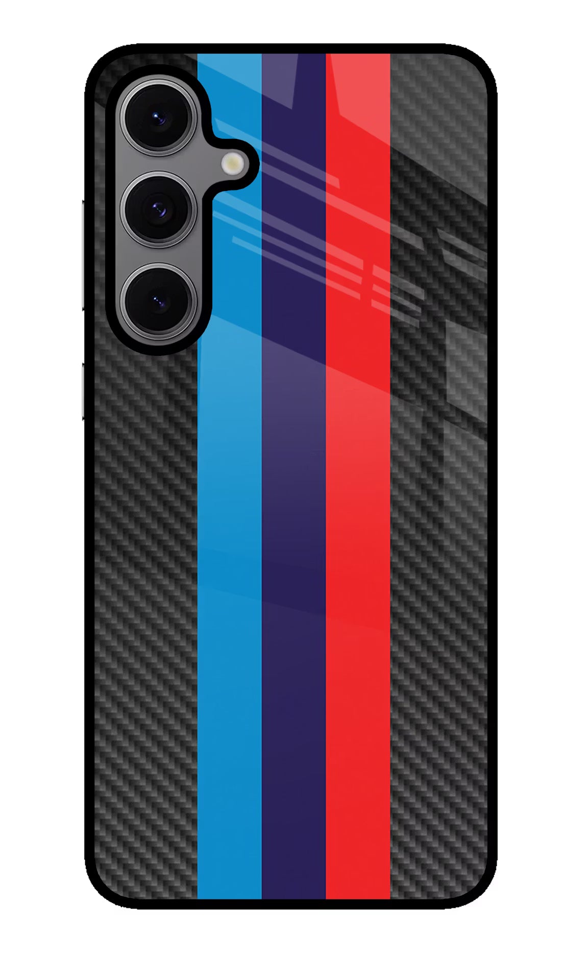 BMW Stripes Pattern Samsung S24 FE 5G Glass Case Back Cover by Casekaro