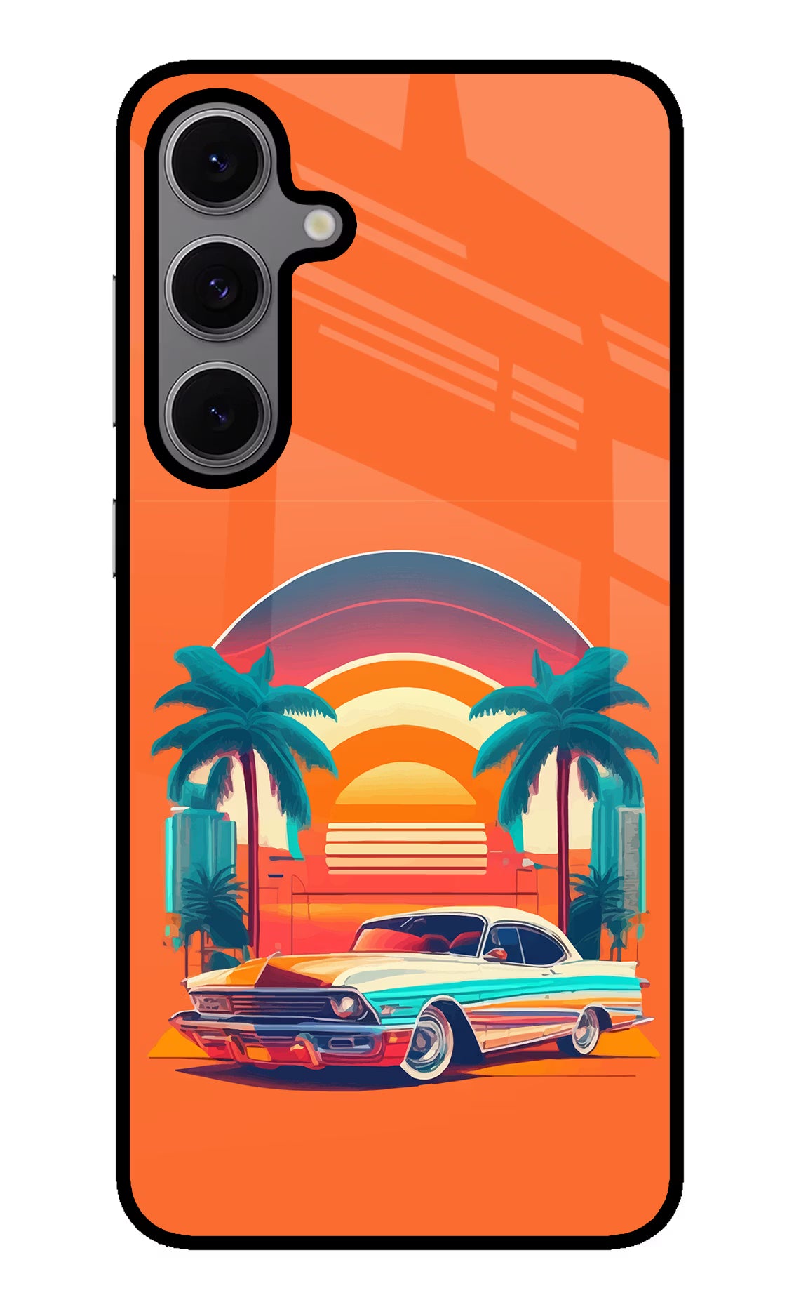 Palm Drive 80s Samsung S24 FE 5G Glass Case Back Cover by Casekaro