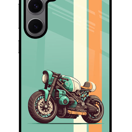 Striped Moto Drift Samsung S24 FE 5G Glass Case Back Cover by Casekaro