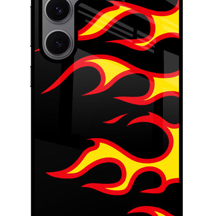 Side Sweep Flames Samsung S24 FE 5G Glass Case Back Cover by Casekaro
