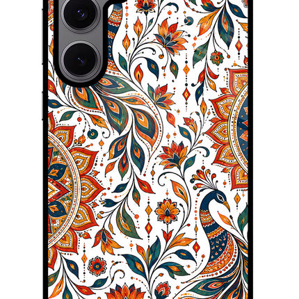 White Mayura Samsung S24 FE 5G Glass Case