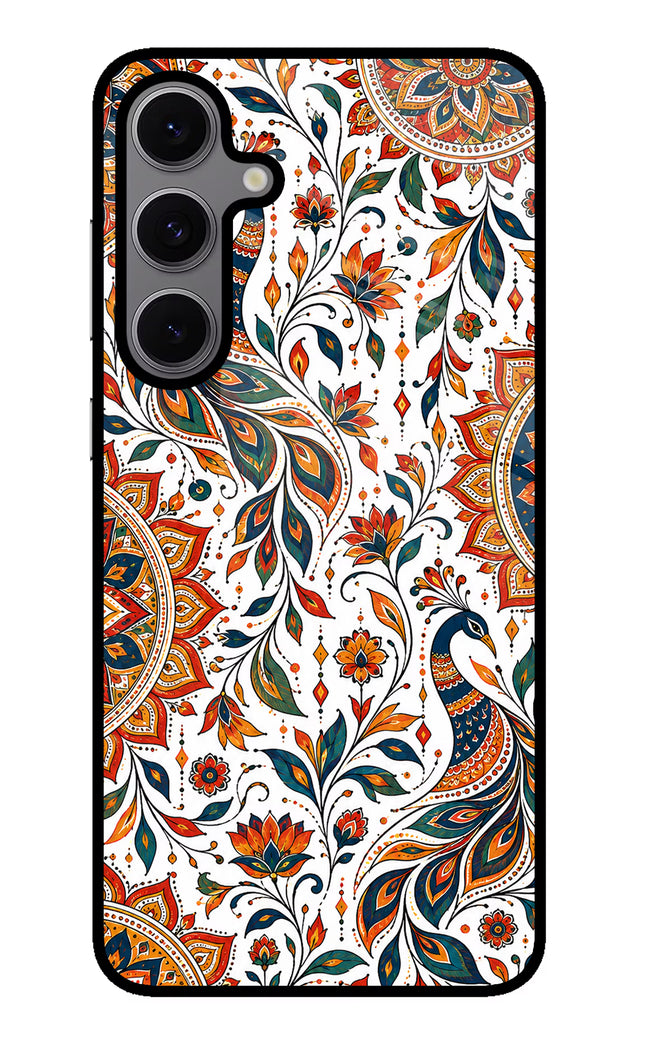 White Mayura Samsung S24 FE 5G Glass Case