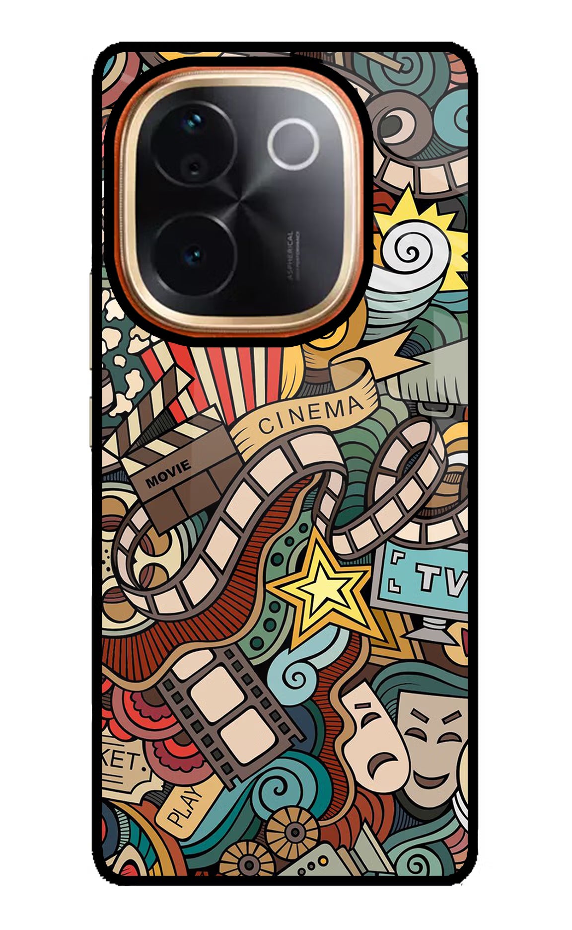 Cinema Abstract Vivo T3 Pro 5G Glass Case Back Cover by Casekaro