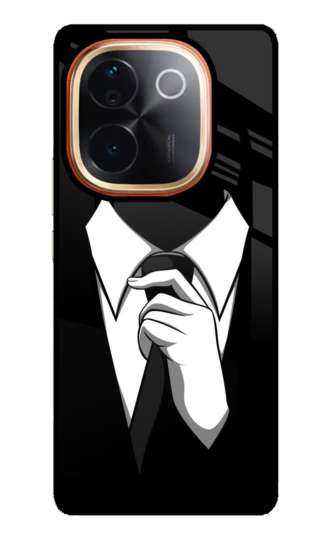 Black Tie Vivo T3 Pro 5G Glass Case Back Cover by Casekaro