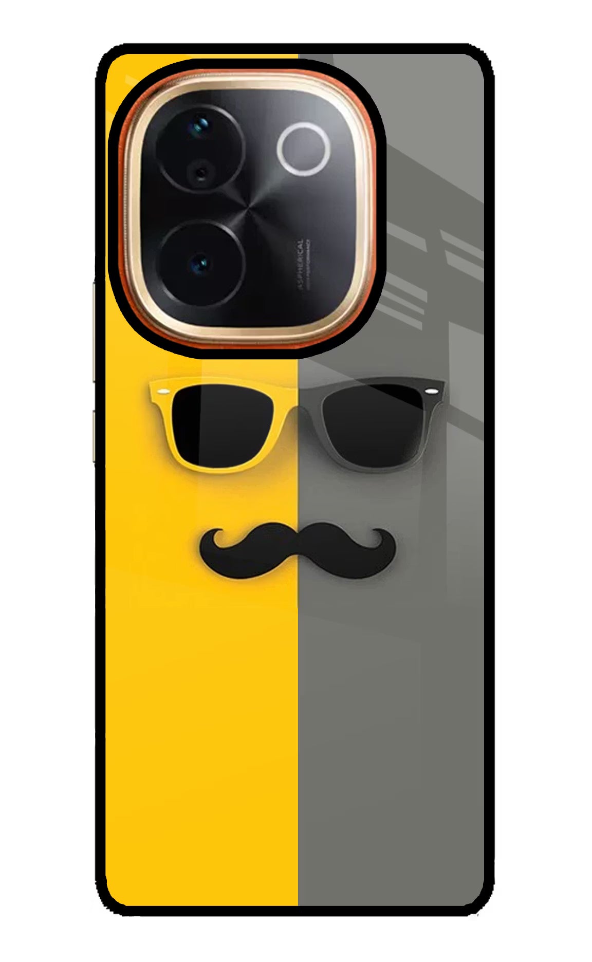 Sunglasses with Mustache Vivo T3 Pro 5G Glass Case Back Cover by Casekaro
