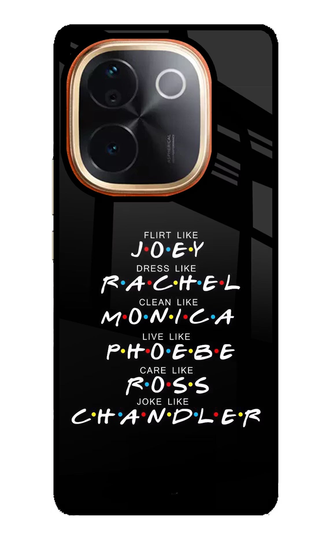 FRIENDS Character Vivo T3 Pro 5G Glass Case Back Cover by Casekaro