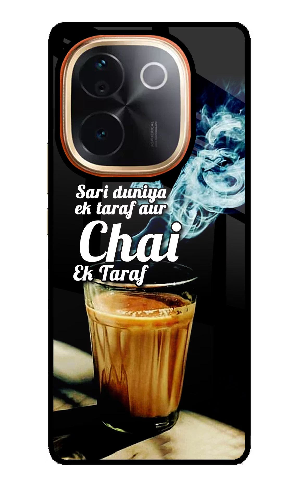Chai Ek Taraf Quote Vivo T3 Pro 5G Glass Case Back Cover by Casekaro