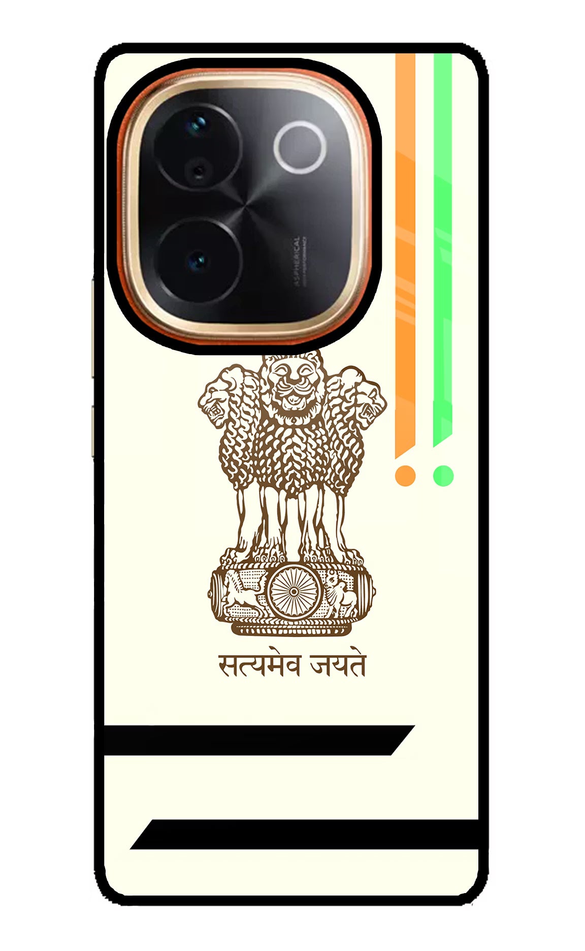 Satyamev Jayate Brown Logo Vivo T3 Pro 5G Glass Case Back Cover by Casekaro